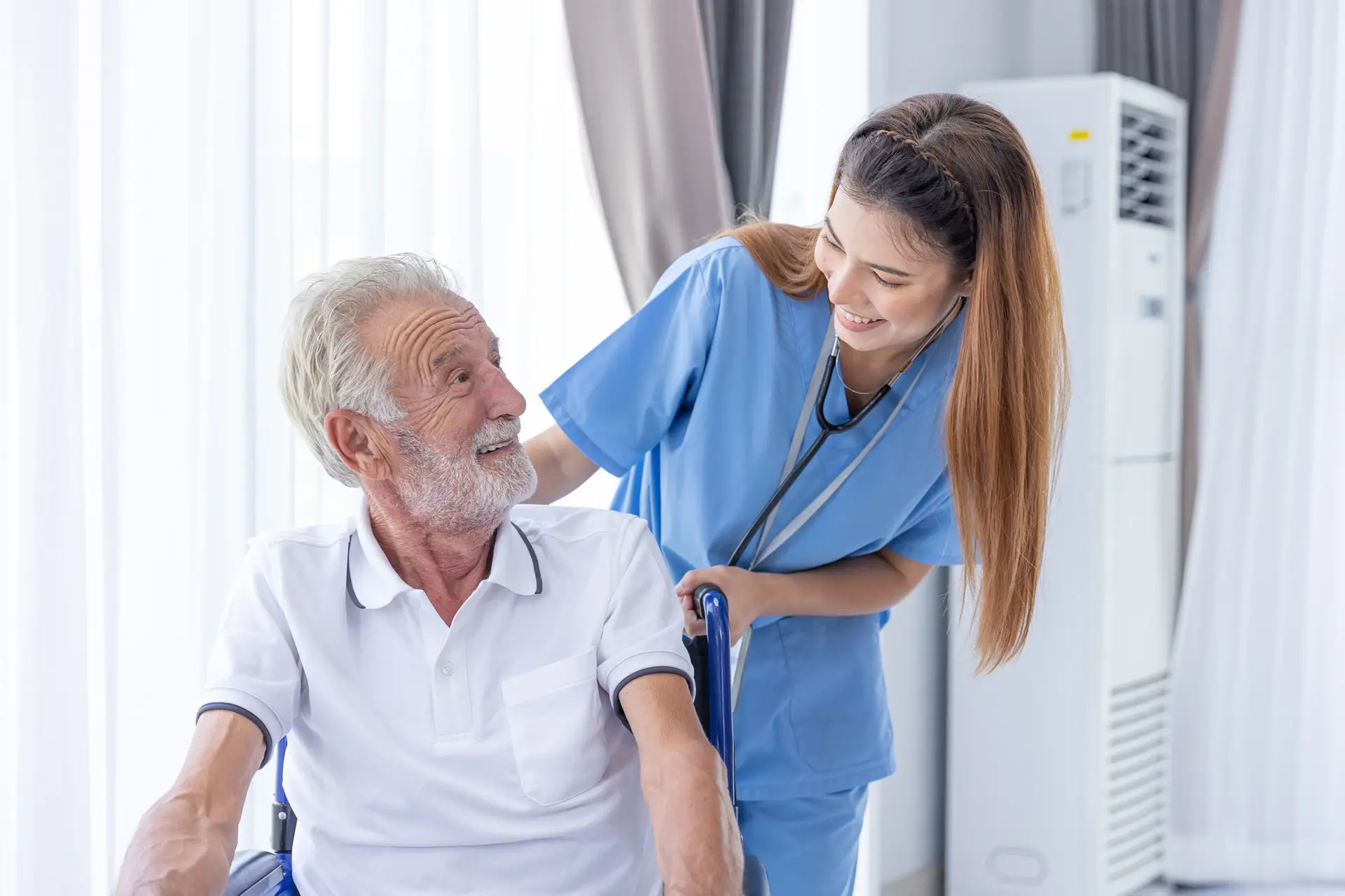 Nurse Medical Team Staff Working Support Service Health Care Senior Elderly Man